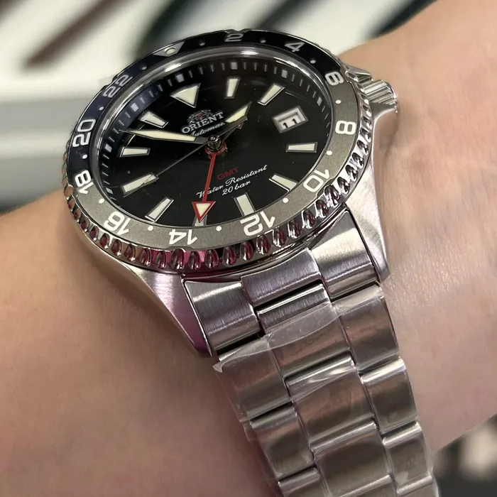 Relógio Orient Mako GMT Safira RA-BC0001B30B Preto 42,8mm 200m | Taniguchi Relógios