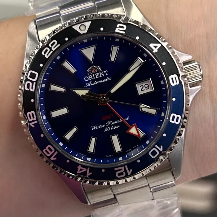 Relógio Orient Mako GMT Safira RA-BC0003L30B Azul 42,8mm 200m | Taniguchi Relógios