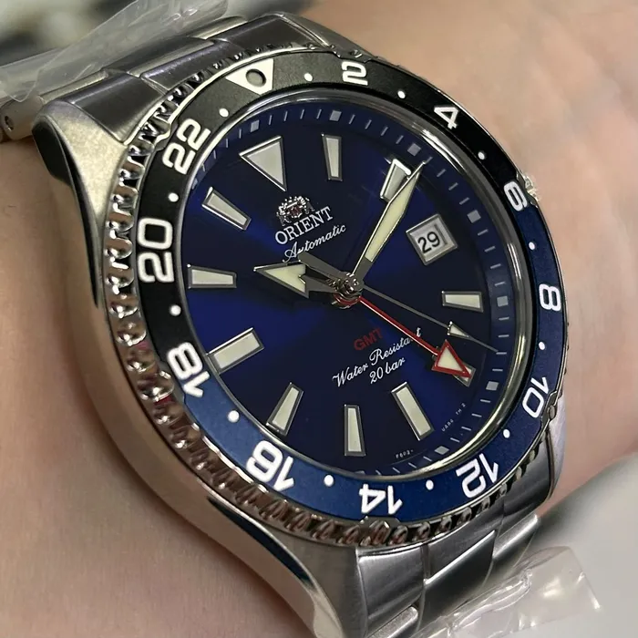 Relógio Orient Mako GMT Safira RA-BC0003L30B Azul 42,8mm 200m | Taniguchi Relógios