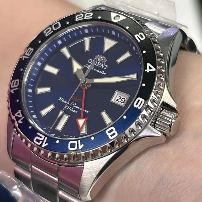 Relógio Orient Mako GMT Safira RA-BC0003L30B Azul 42,8mm 200m | Taniguchi Relógios
