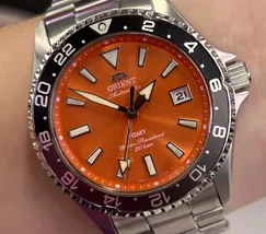 Relógio Orient Mako GMT Safira RA-BC0004Y30B Laranja 42,8mm 200m | Taniguchi Relógios - imagem 3