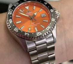 Relógio Orient Mako GMT Safira RA-BC0004Y30B Laranja 42,8mm 200m | Taniguchi Relógios - imagem 6