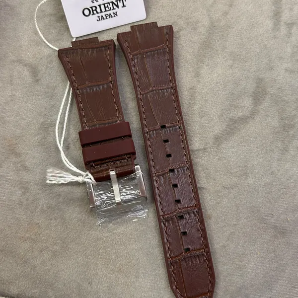 Pulseira Orient Couro Hibrida Croco PULHYBLC2 Marrom YN6SS020