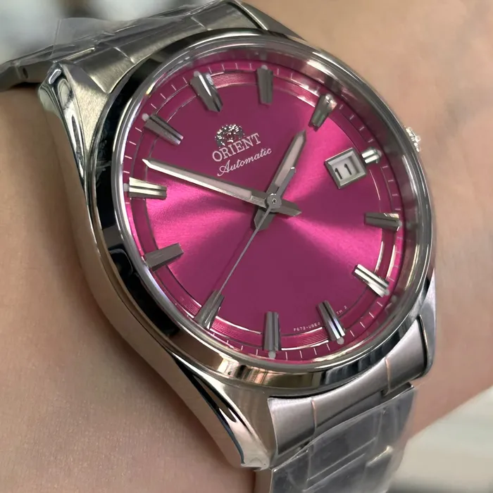 Relógio Orient Stretto Safira RA-AC0R07P30B Rosa 38,5mm 50m | Taniguchi Relógios