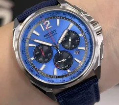 Relógio Orient Solartech Elite Land Safira MBSCC075-D2DX Azul 40mm 100m | Taniguchi Relógios - imagem 1