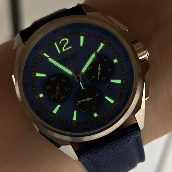 Relógio Orient Solartech Elite Land Safira MBSCC075-D2DX Azul 40mm 100m | Taniguchi Relógios