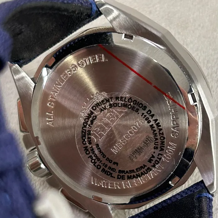 Relógio Orient Solartech Elite Land Safira MBSCC075-D2DX Azul 40mm 100m | Taniguchi Relógios