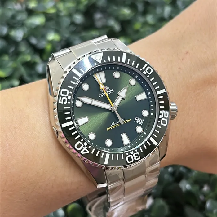 Relógio Orient Superior Diver 300 Safira Cerâmica YN6SS025-E1SX Verde 44mm 300m | Taniguchi Relógios