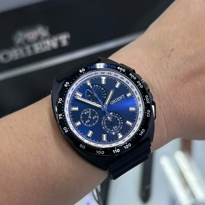 Relógio Orient Solartech Perpetual Calendar Safira MPSPC021-D1PX Azul 42mm 100m | Taniguchi Relógios