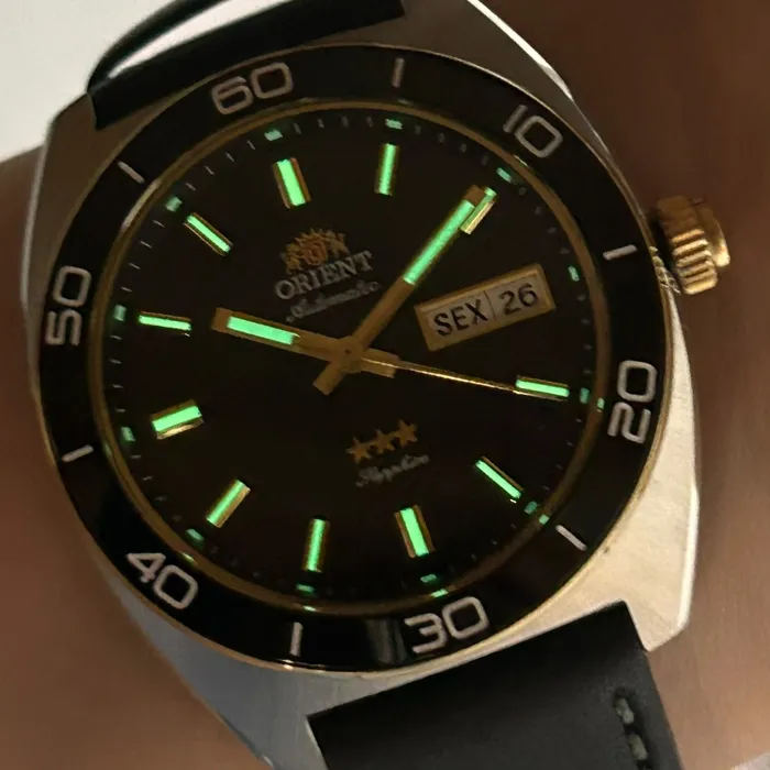 Relógio Orient Elegance Safira YN6MC019A-P1PX Preto 40mm Couro | Taniguchi Relógios