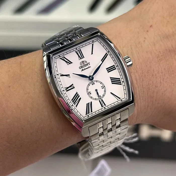 Relógio Orient Special Calibers Tonneau Safira YN6SS045-B3SX Branco 36x45mm | Taniguchi Relógios