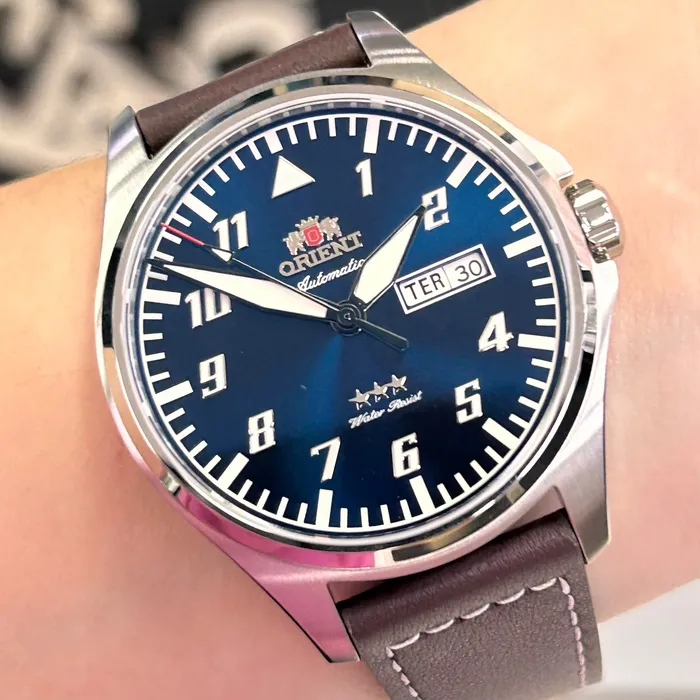 Relógio Orient Air Pilot Safira YN6SC010-D2NB Azul 41mm 100m | Taniguchi Relógios