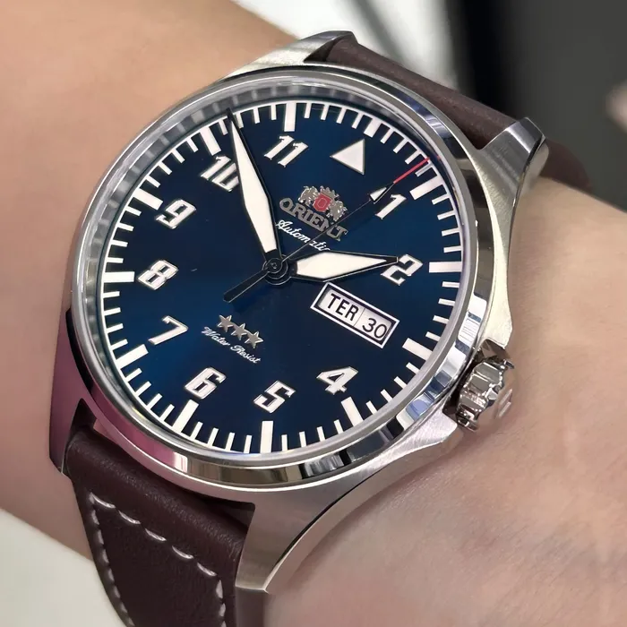 Relógio Orient Air Pilot Safira YN6SC010-D2NB Azul 41mm 100m | Taniguchi Relógios