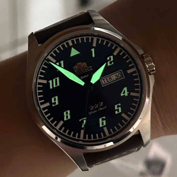 Relógio Orient Air Pilot Safira YN6SC010-D2NB Azul 41mm 100m | Taniguchi Relógios