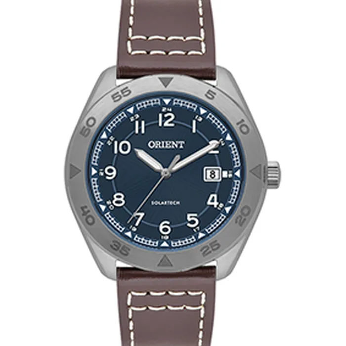 Relógio Orient Solartech Neo Sports MBSC1056 Azul 41mm Couro | Taniguchi Relógios