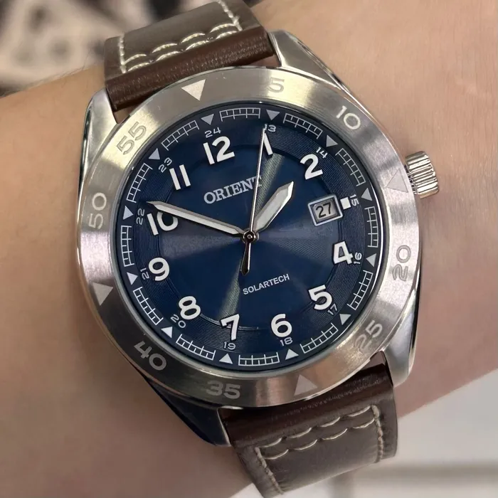 Relógio Orient Solartech Neo Sports MBSC1056 Azul 41mm Couro | Taniguchi Relógios