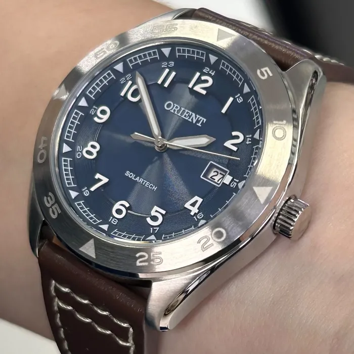 Relógio Orient Solartech Neo Sports MBSC1056 Azul 41mm Couro | Taniguchi Relógios