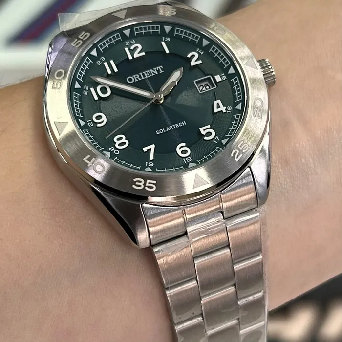 Relógio Orient Solartech Neo Sports MBSS1551 Verde 41mm Aço | Taniguchi Relógios