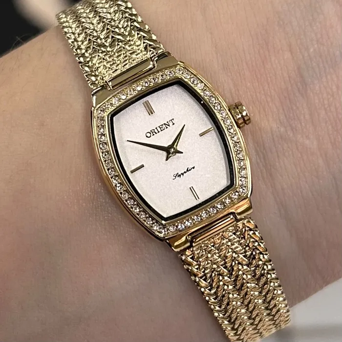 Relógio Orient Eternal Mini Safira LGSS0083-S1KX Dourado 20mm | Taniguchi Relógios