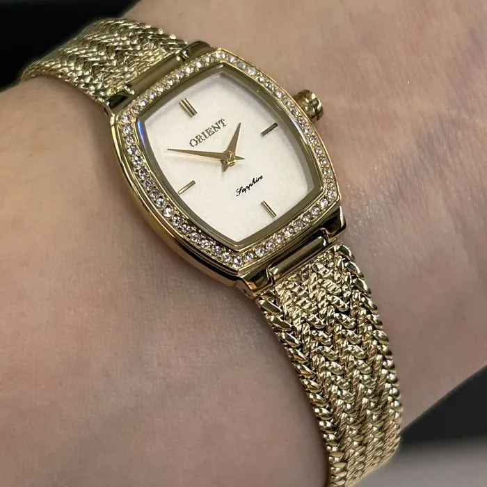 Relógio Orient Eternal Mini Safira LGSS0083-S1KX Dourado 20mm | Taniguchi Relógios