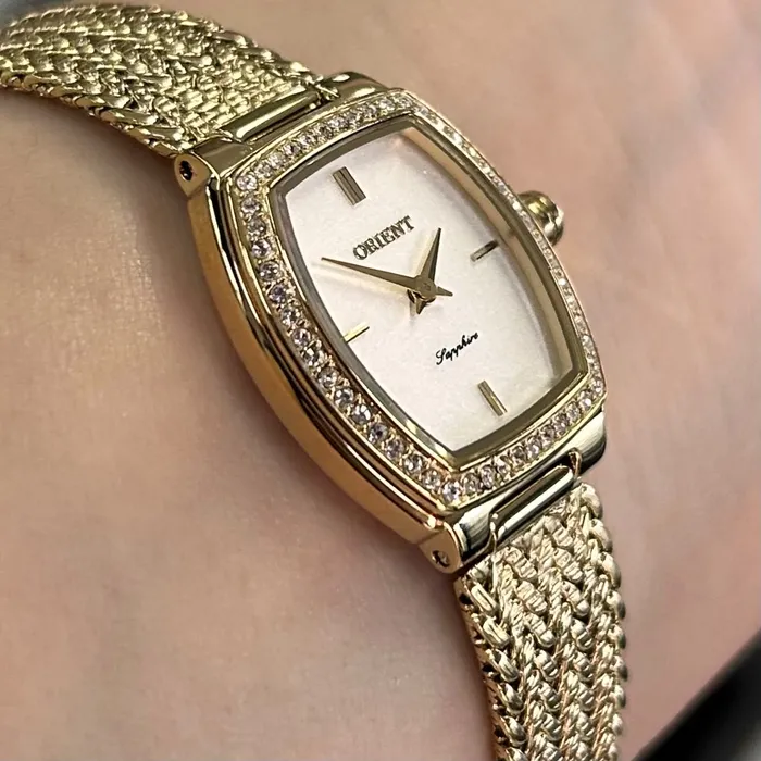 Relógio Orient Eternal Mini Safira LGSS0083-S1KX Dourado 20mm | Taniguchi Relógios