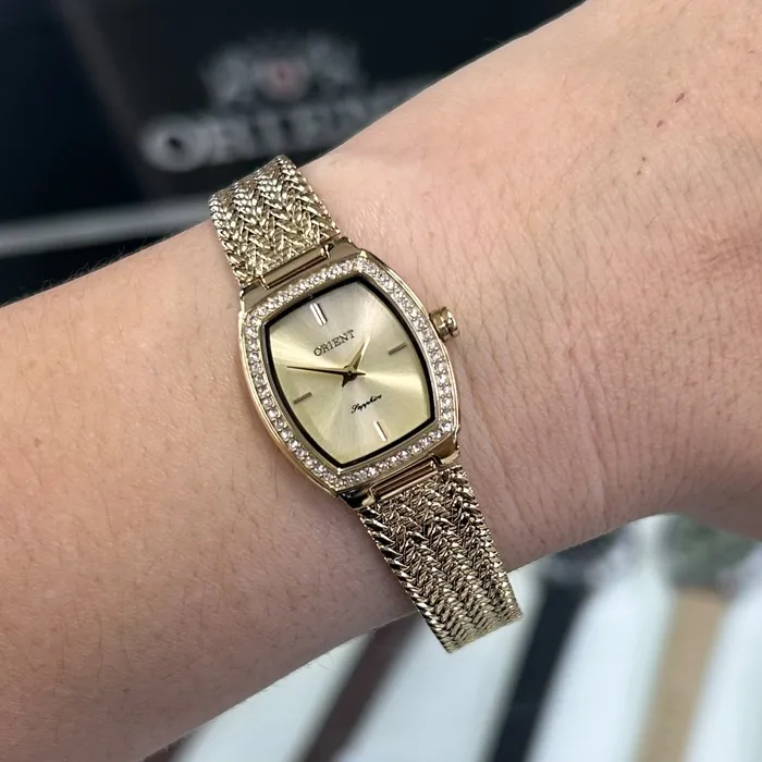 Relógio Orient Eternal Mini Safira LGSS0083-C1KX Champanhe 20mm | Taniguchi Relógios