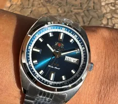 Orient 3 Estrelas Automático Heritage YN6SS004 azul - imagem 6