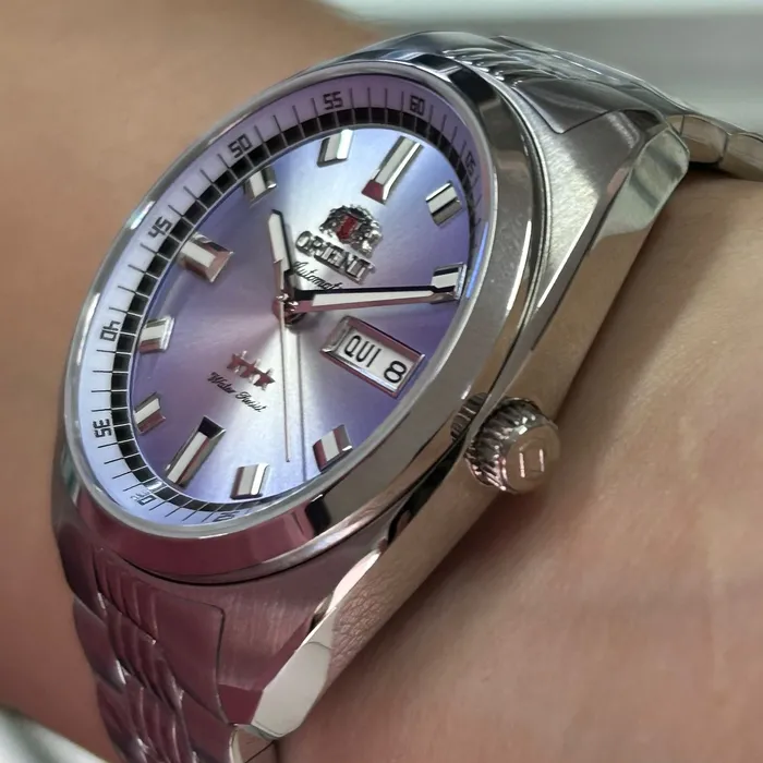 Orient 3 Estrelas Automático Heritage YN6SS004 lilas