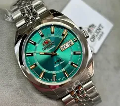 Orient 3 Estrelas Automático Heritage YN6SS005 verde agua - imagem 7
