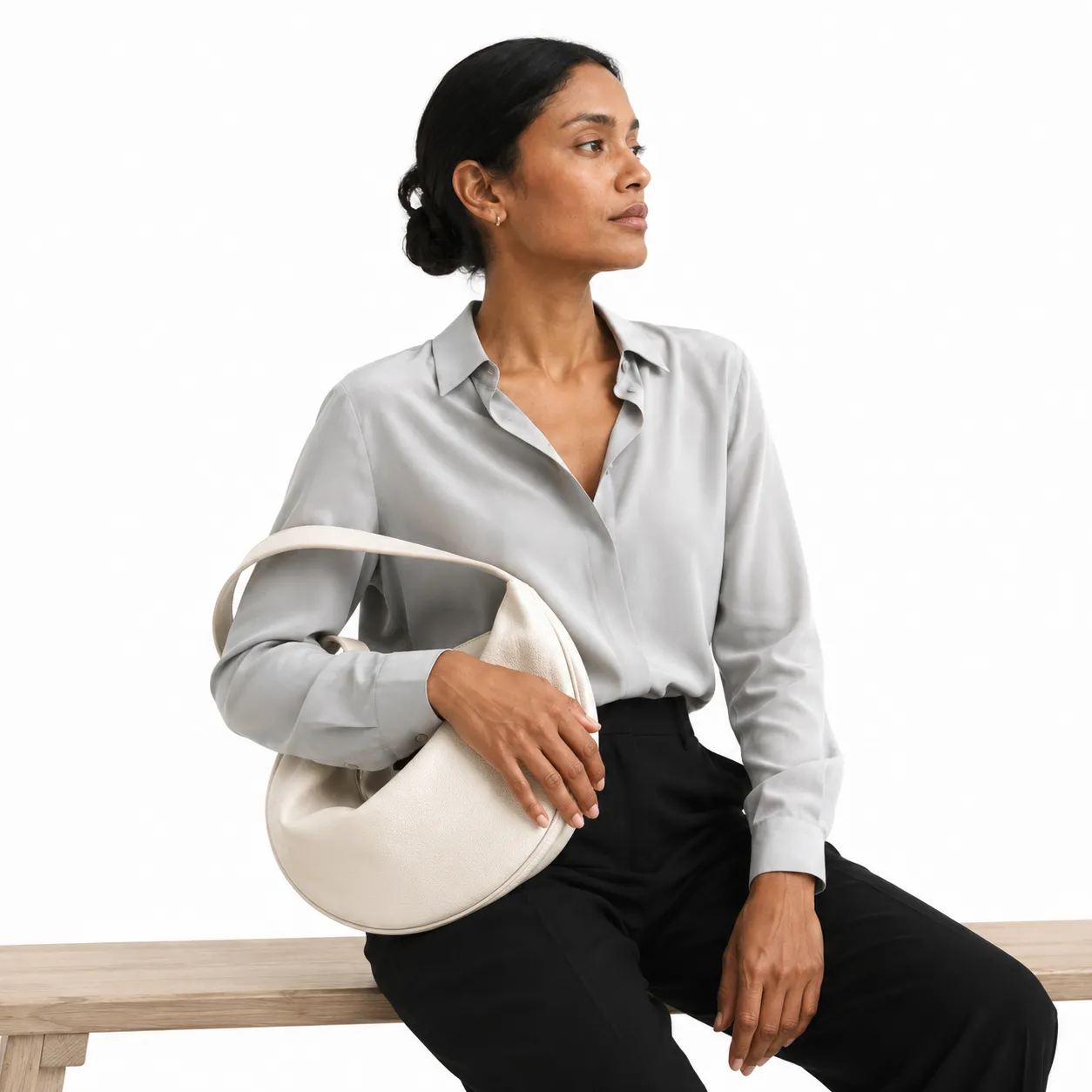 Bolsa Hobo Lumière Off-White Soft
