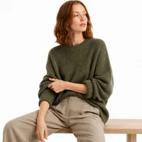 Suéter de Tricô Oversized Verde Musgo - imagem 2