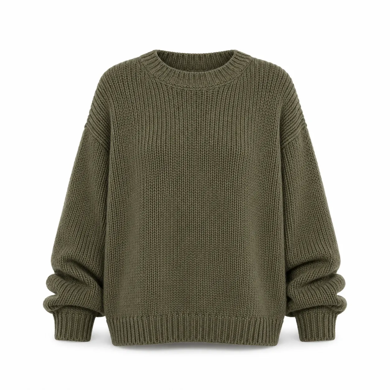 Suéter de Tricô Oversized Verde Musgo