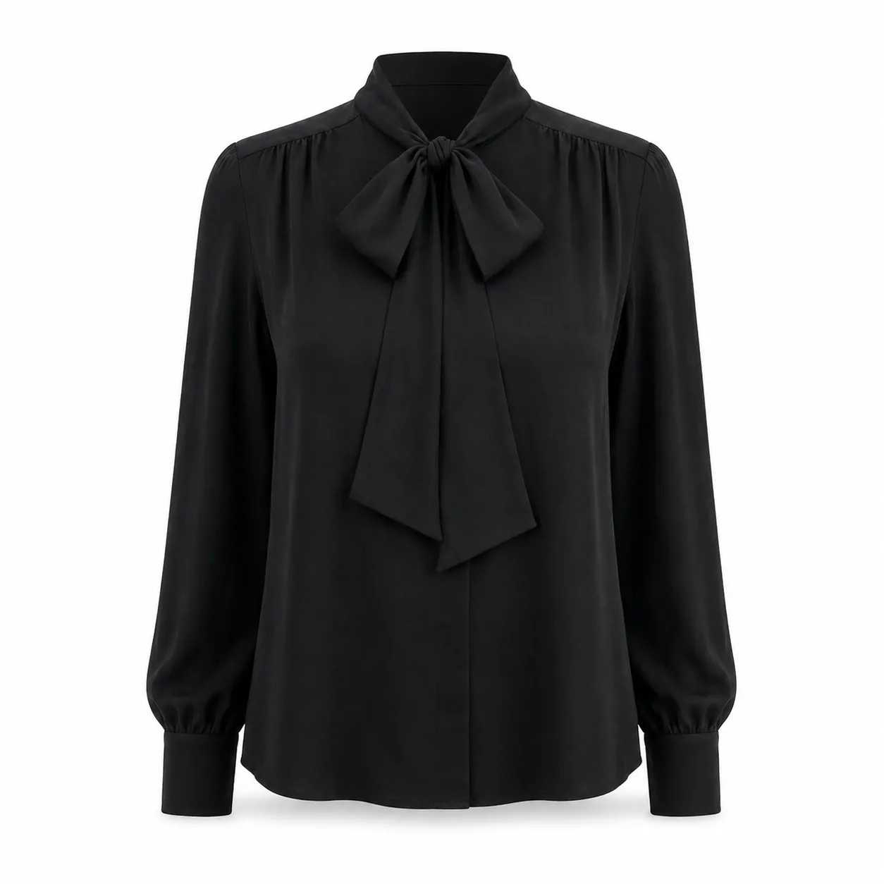 Blusa de Alfaiataria Gola Laço Preta