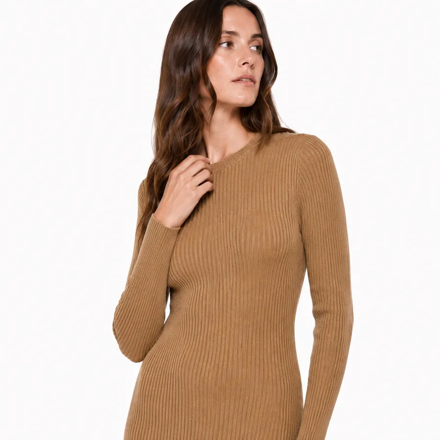 Vestido Midi Tricô Camel Essential