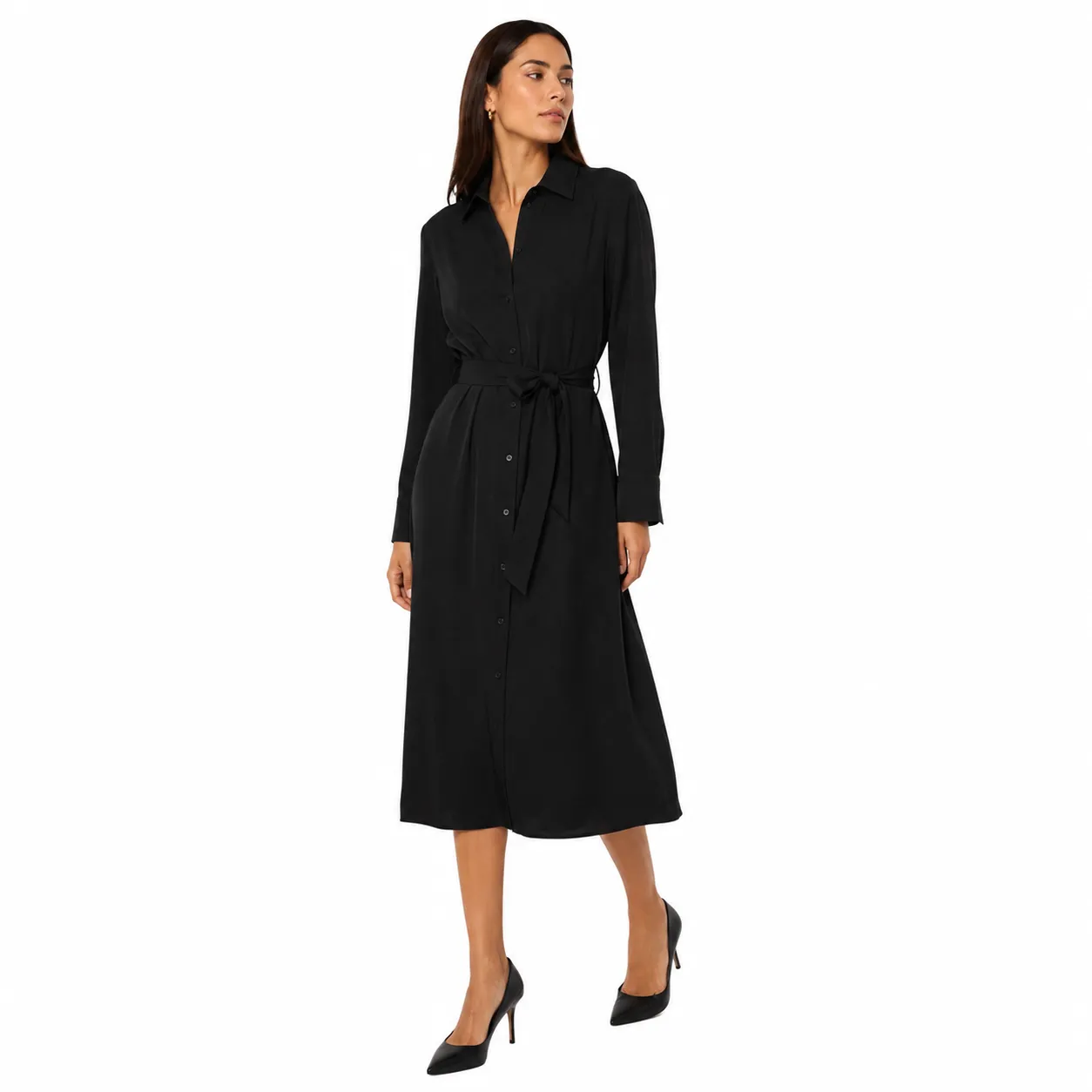 Vestido Chemise Preto Alfaiataria