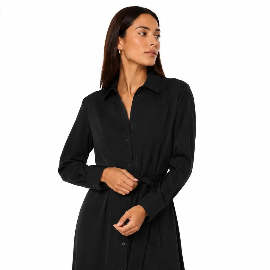 Vestido Chemise Preto Alfaiataria