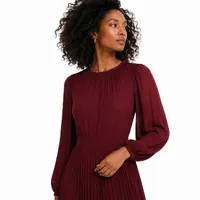 Vestido Midi Plissado Vinho - imagem 2