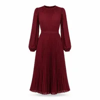 Vestido Midi Plissado Vinho - imagem 3