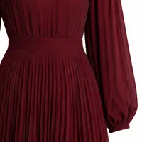 Vestido Midi Plissado Vinho - imagem 4