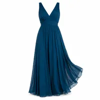 Vestido Longo Fluido Azul Petróleo - imagem 3