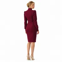 Vestido Midi Executivo Gola Alta Cut-Out - imagem 11