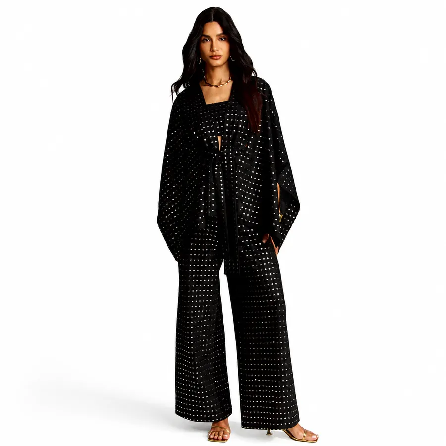Conjunto Com Kimono Preto Eline