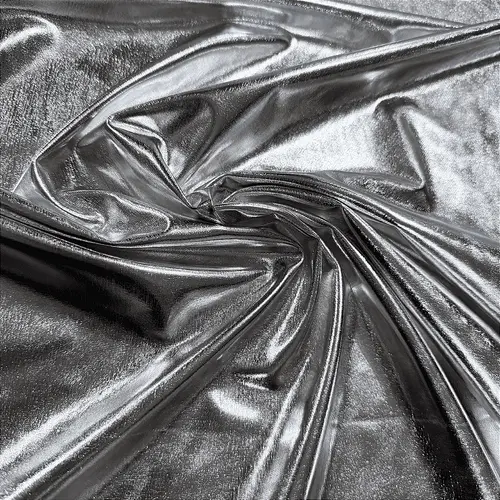 Malha Metalizada com Elastano - Prateado - 1,50m de Largura | Brilho Intenso e Efeito Foil