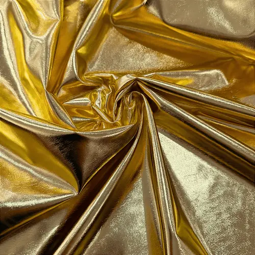 Malha Metalizada com Elastano - Dourado - 1,50m de Largura | Brilho Intenso e Efeito Foil