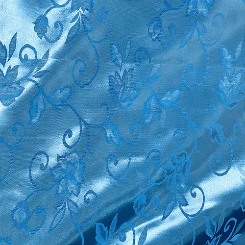 Jacquard Satin - Azul Turquesa - 1,50m de Largura | Brilho Discreto e Textura para Decoração