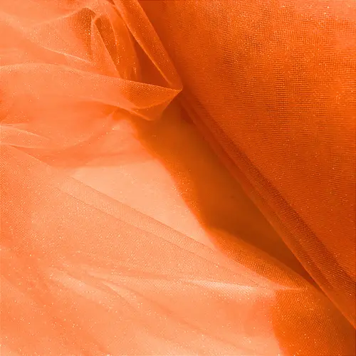 Tecido Tule com Brilho - Laranja - 3,20m de Largura
