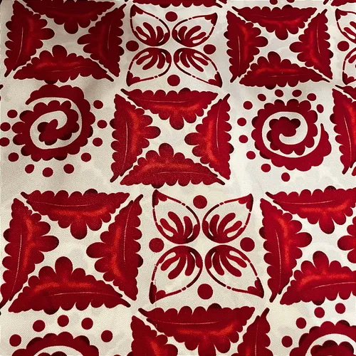 Tecido Crepe Sarjado Estampado - Geométrico Vermelho - 1,50m de Largura | Textura Diagonal e Não Amassa