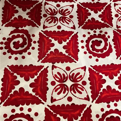 Tecido Crepe Sarjado Estampado - Geométrico Vermelho - 1,50m de Largura | Textura Diagonal e Não Amassa