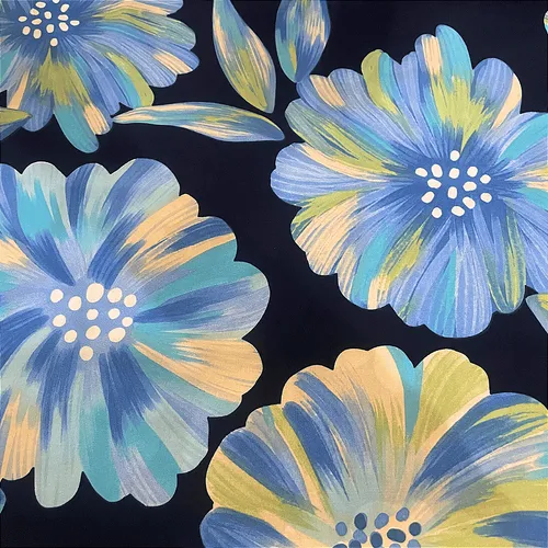 Tecido Viscose Estampada - Margarida Azul - 1,47m de Largura | Leveza, Frescor e Caimento Fluido