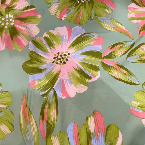 Tecido Viscose Estampada - Margarida Verde - 1,47m de Largura | Leveza, Frescor e Caimento Fluido